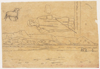 KT 1682
          <br/>
          Landschap; schets van een schaap en van oosters geklede man (herder?)
          <br/>
          <em>Famars Testas, Willem de (1834-1896)</em>